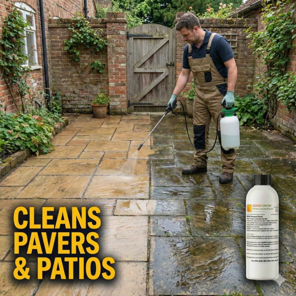 Moss Killer for Roofs, Paths, Driveways, Pavers & Patio Cleaner