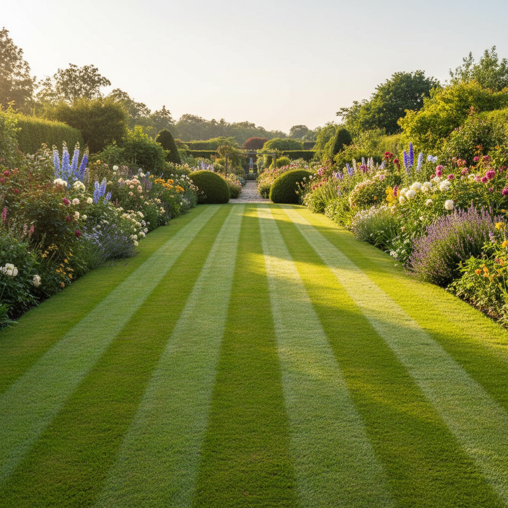 Beautiful striped UK lawn