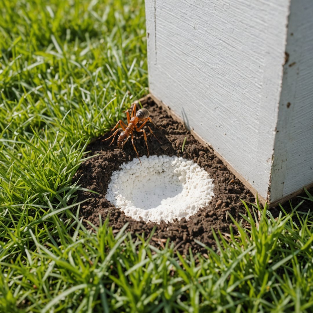 Ant powder treatment being applied