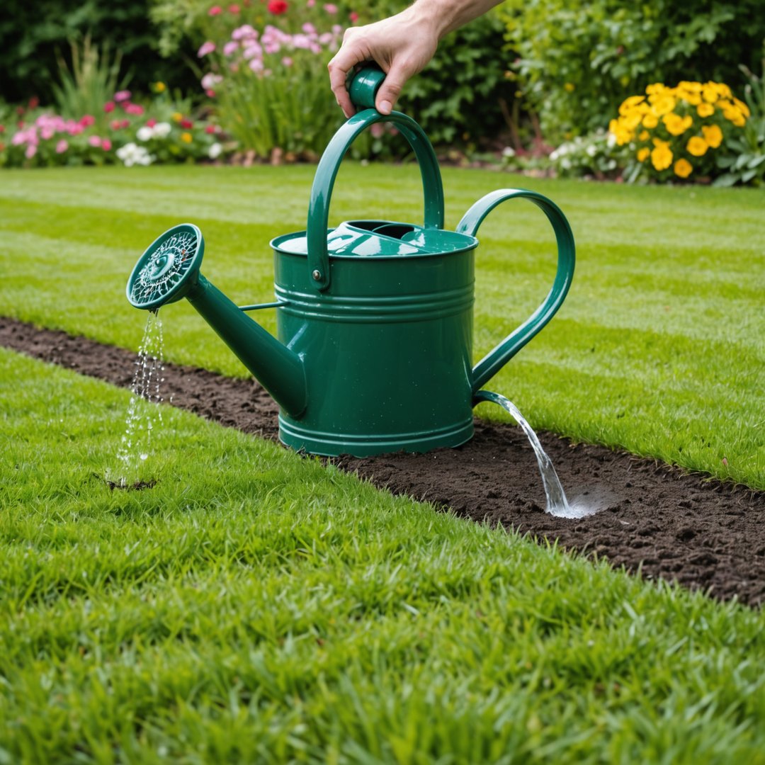 Watering newly seeded bare patch