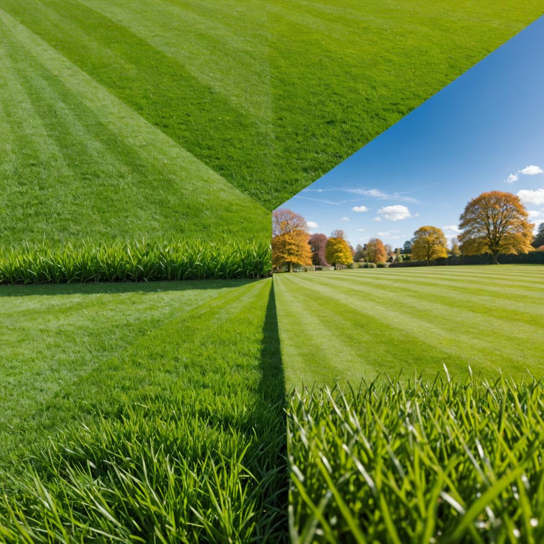 UK lawn through four seasons