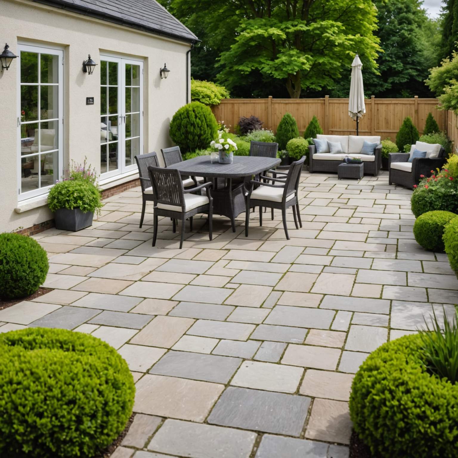 Clean moss-free patio after treatment