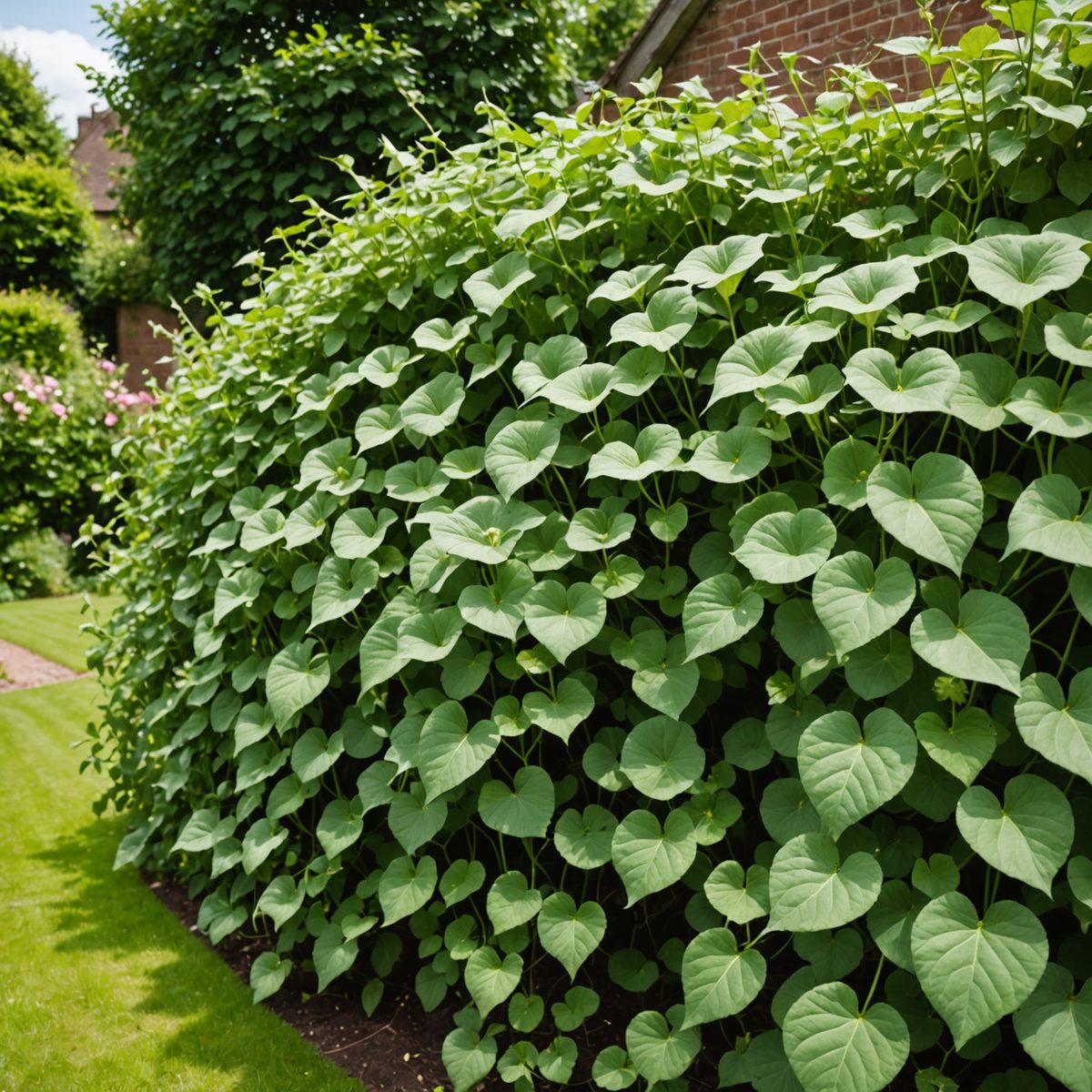 Bindweed climbing through rose bush