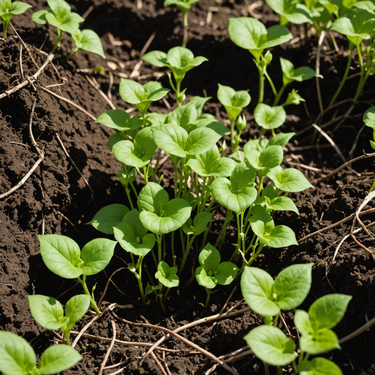 Bindweed regrowth with fresh vines