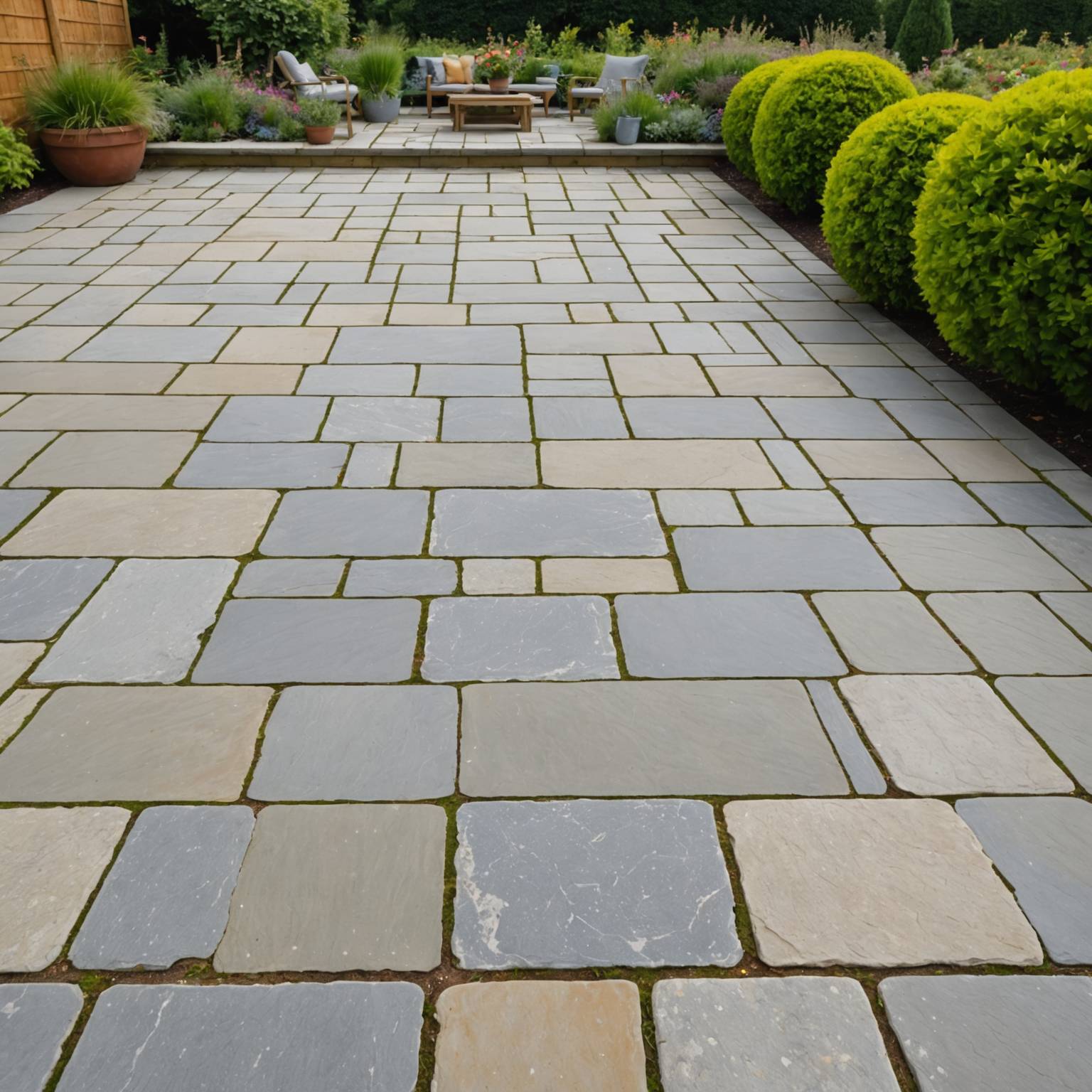 Clean stone patio free of black spot lichen