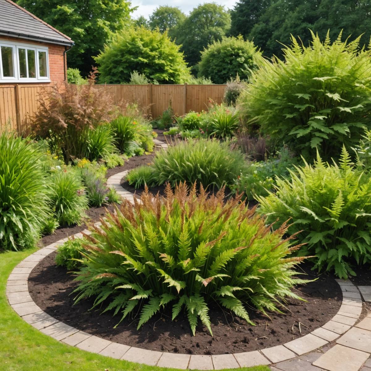 Cleared garden area after successful bracken removal