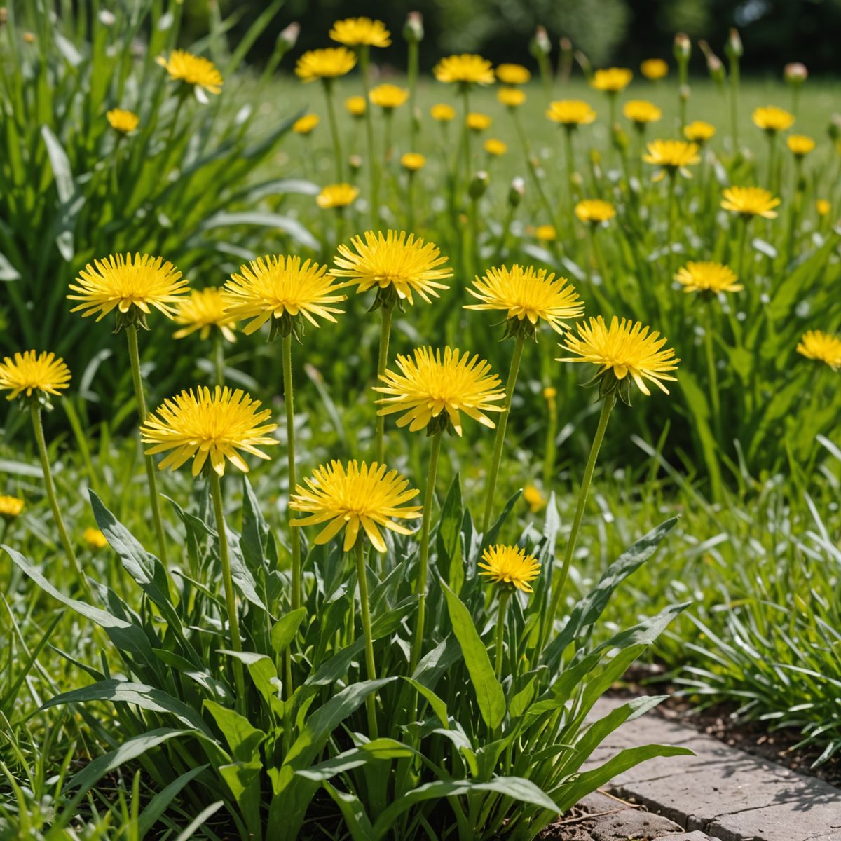 Cat's ear yellow flowers on forked stems