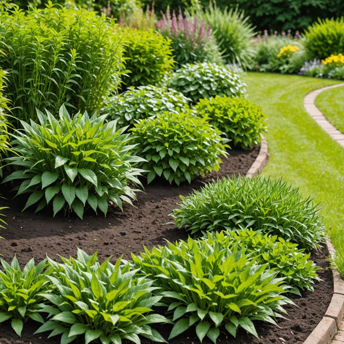 Clean weed-free garden border after chickweed removal