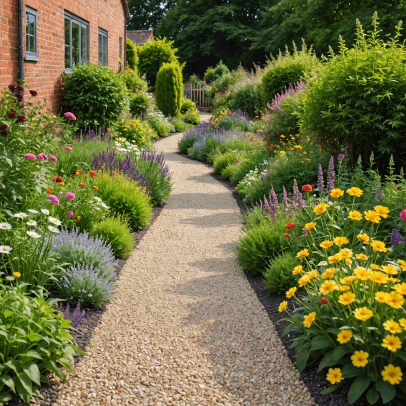 Clean weed-free gravel garden path