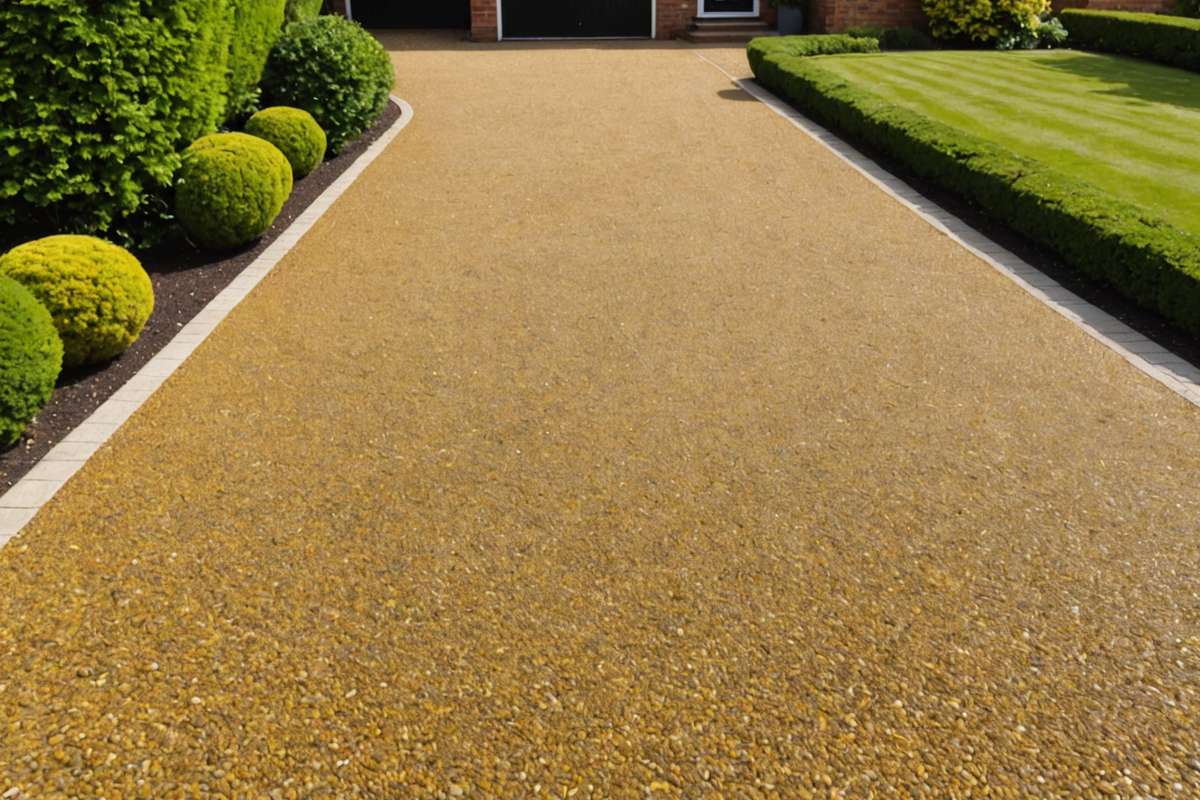 Clean moss-free resin driveway in sunlight