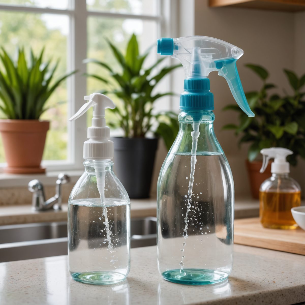 Clear liquid in spray bottle