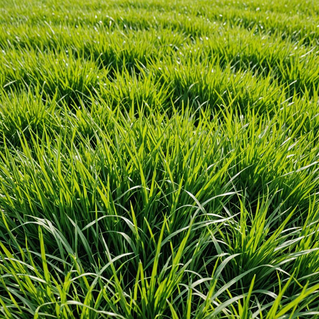 Coarse grass patches visible in lawn