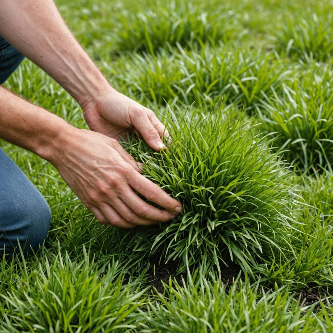 Removing coarse grass clump from lawn