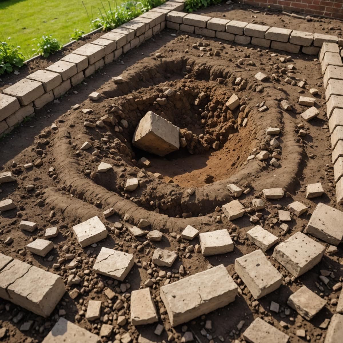 Compacted soil with construction debris