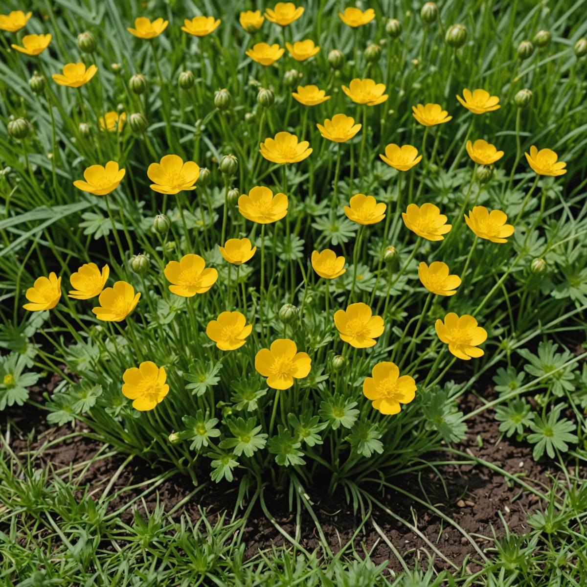 Buttercup stolons spreading across lawn