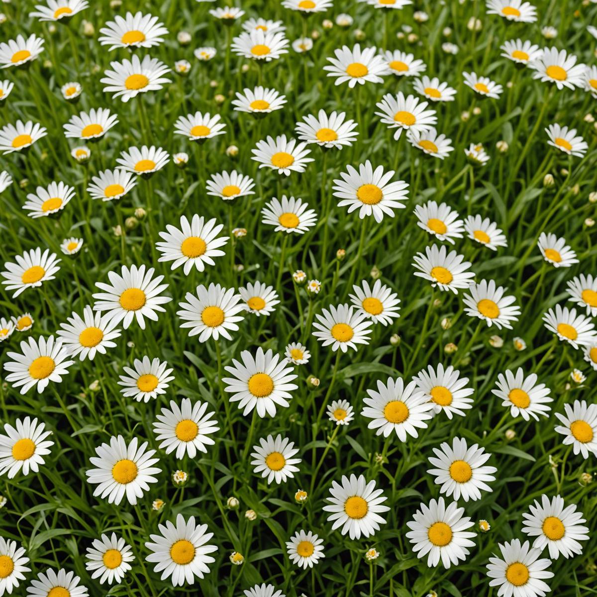 UK lawn heavily infested with daisies showing white flowers covering large area