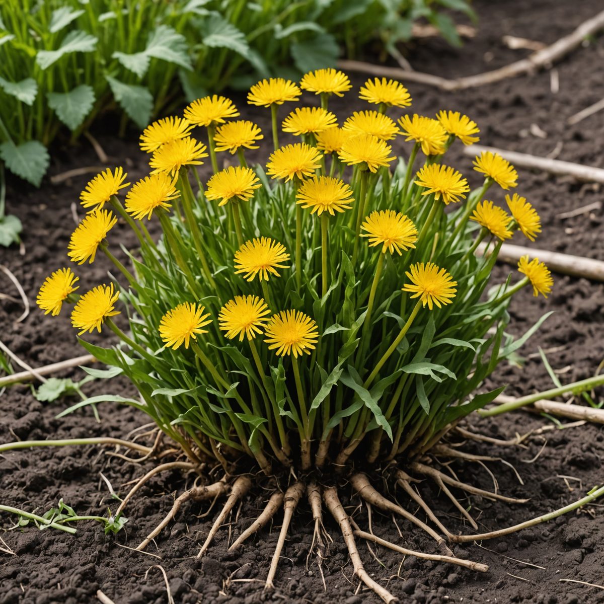 Dandelion taproot showing depth