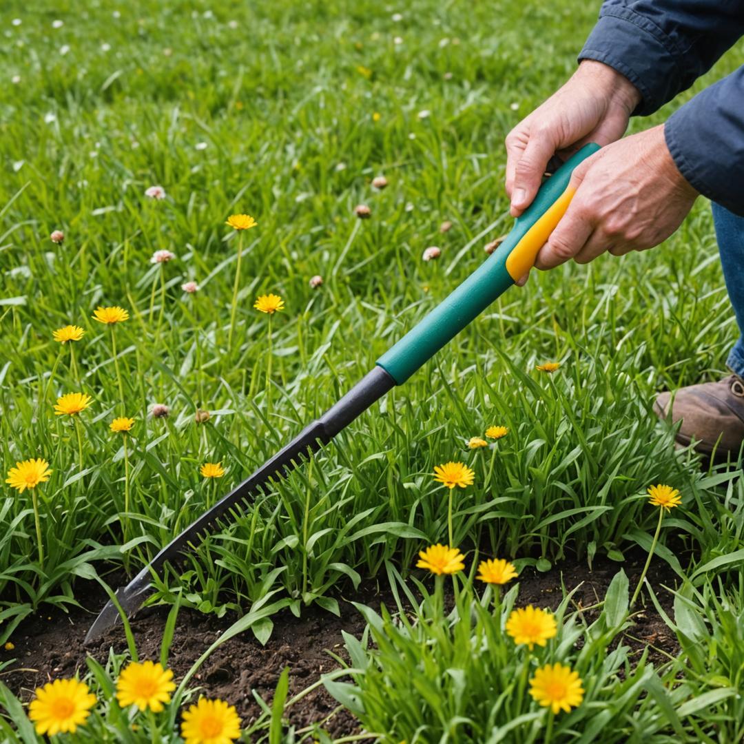 Using a dandelion weeder tool