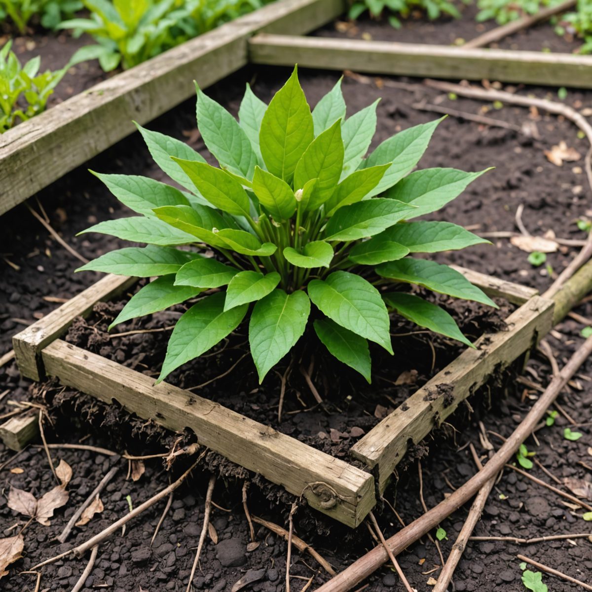Dock plant crown at soil level