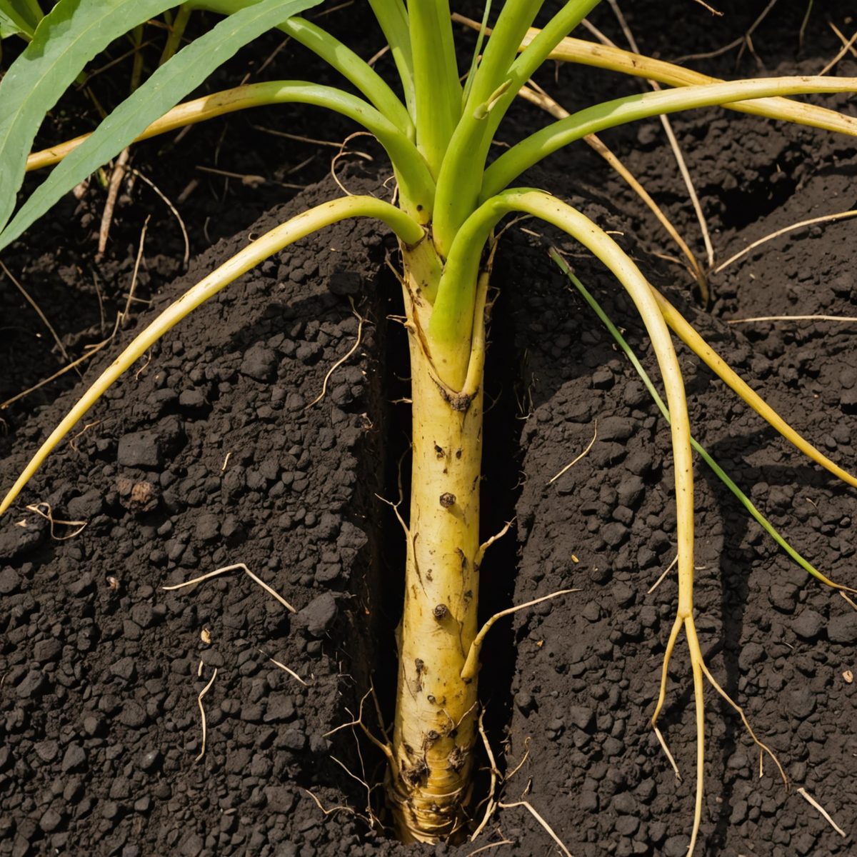 Dock taproot pulled from soil