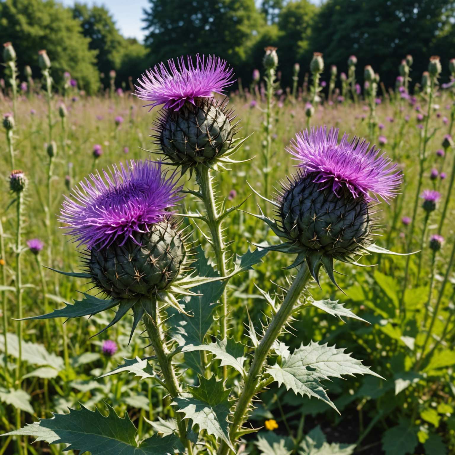 Dock and thistle weeds on allotment