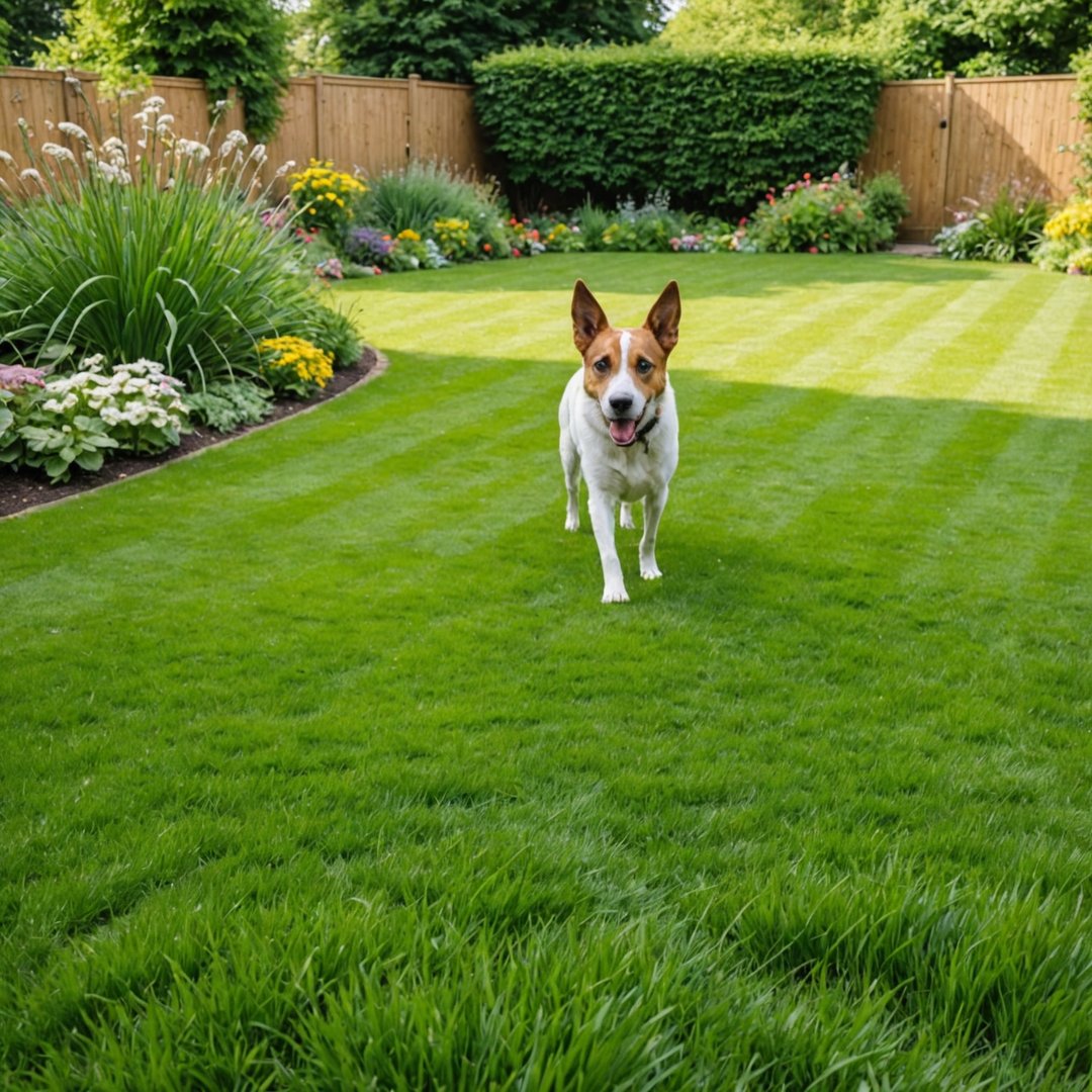 Healthy lawn recovered from dog damage