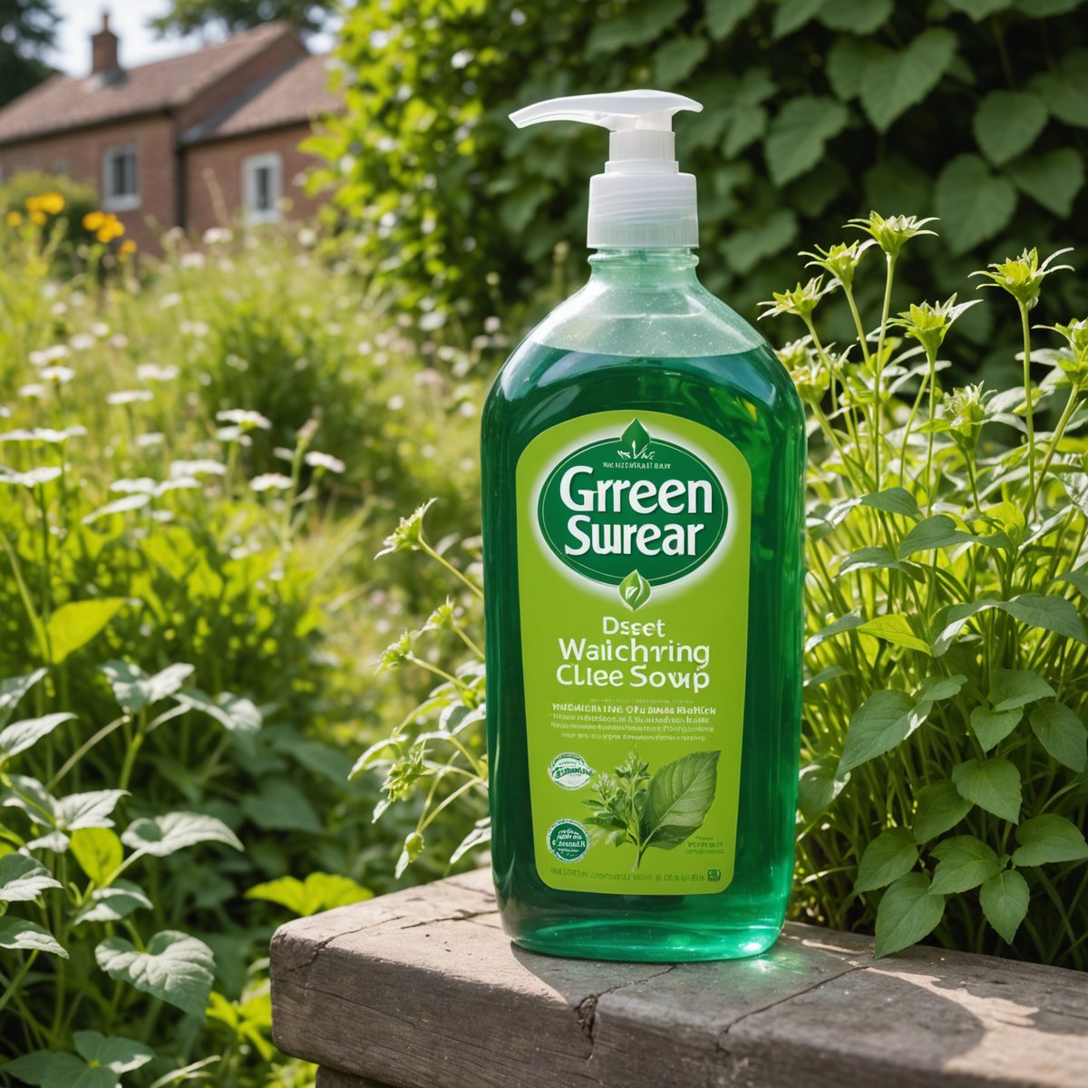 Washing up liquid bottle in garden
