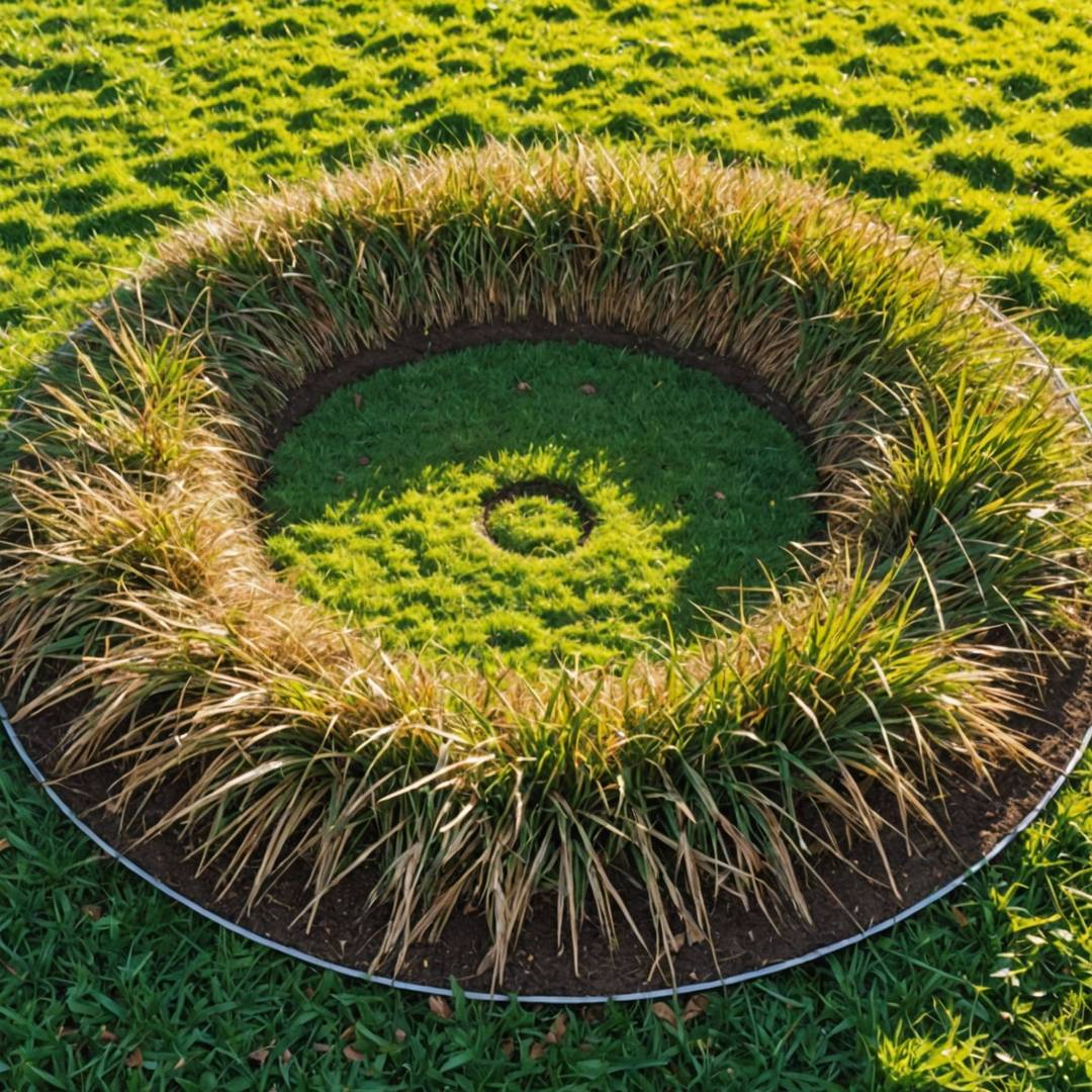 Severe fairy ring with dead grass in circular band
