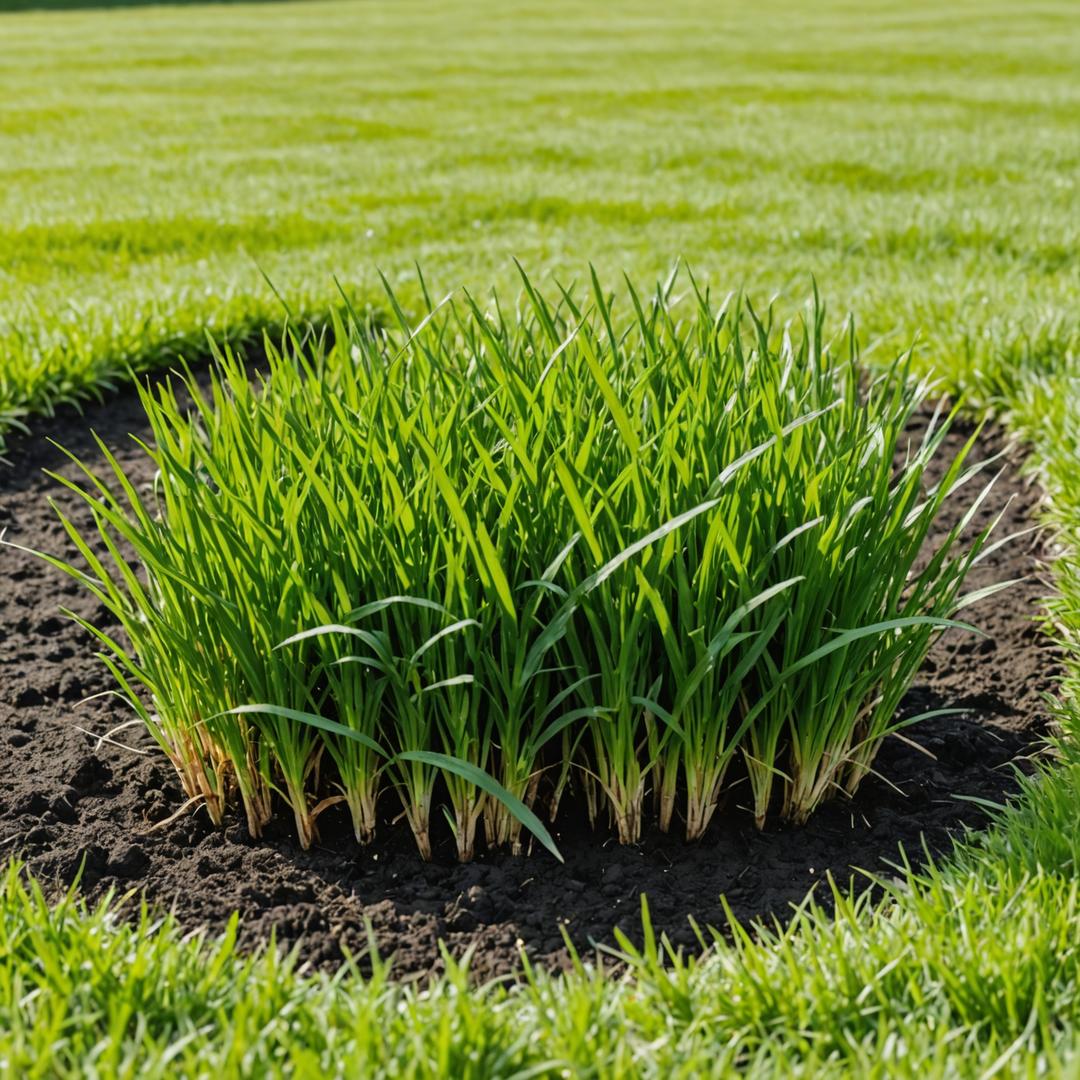 Lawn recovering from fertiliser burn with new green growth