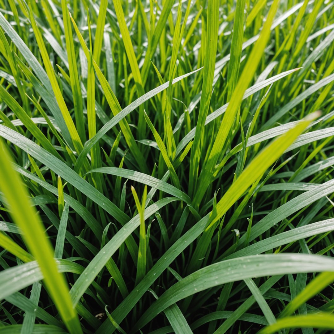 Grass blades starting to grow in early spring