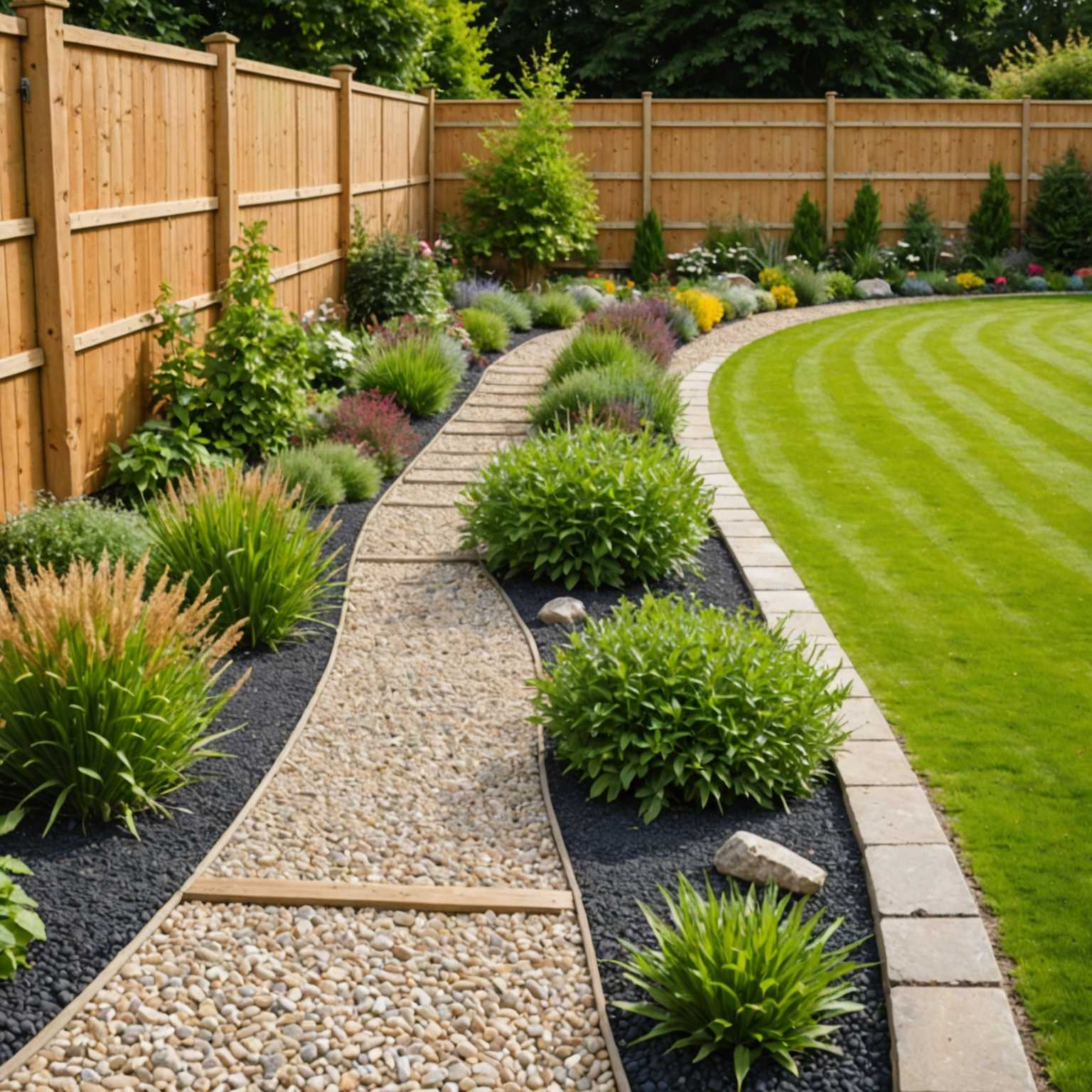 Gravel strip along fence base