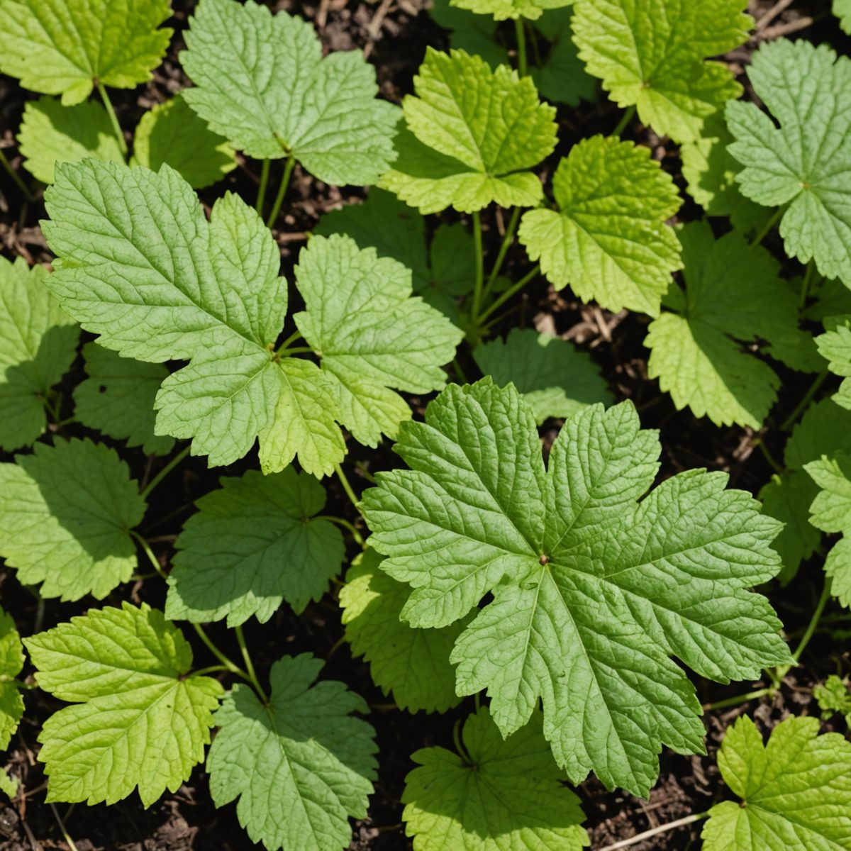 Ground elder leaves with bleach burn damage
