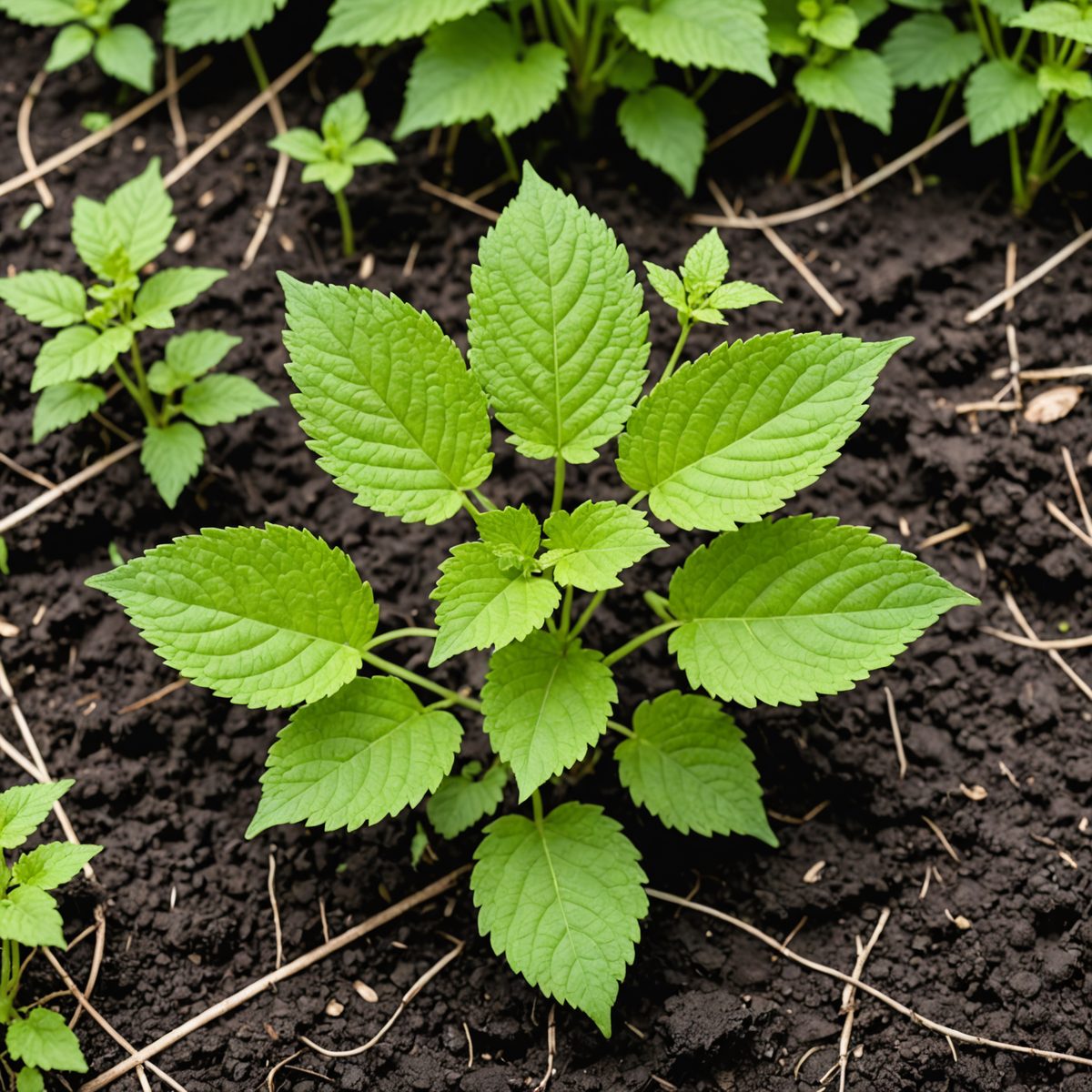 Fresh ground elder regrowth