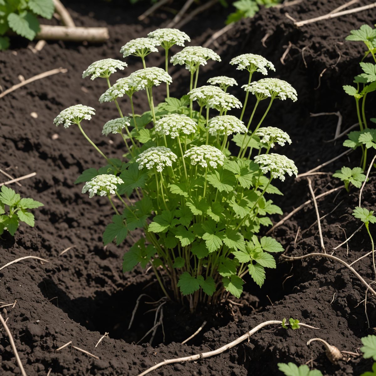 Ground elder white rhizomes