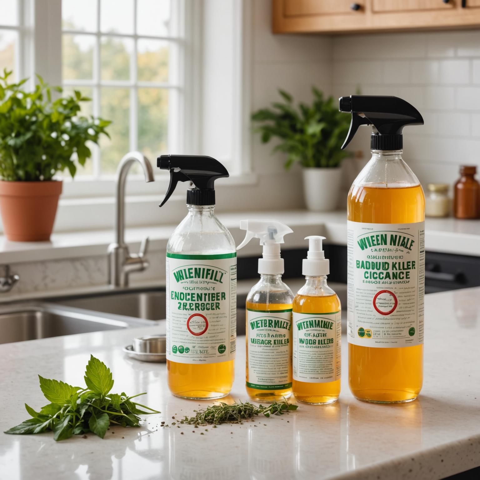 Homemade weed killer ingredients - vinegar, salt, baking soda