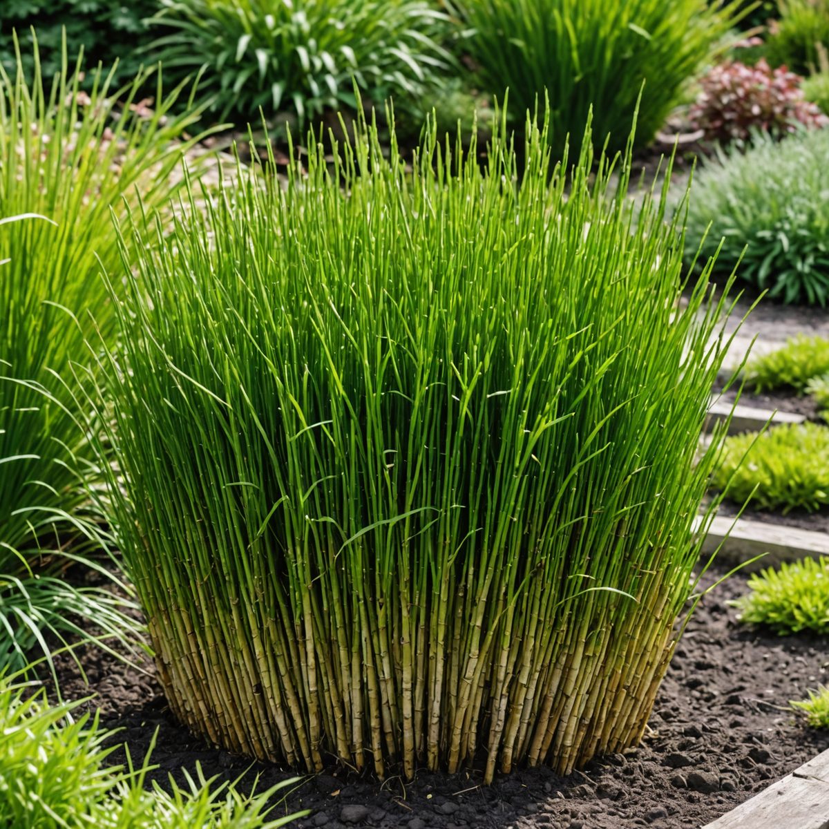 Horsetail infestation in garden
