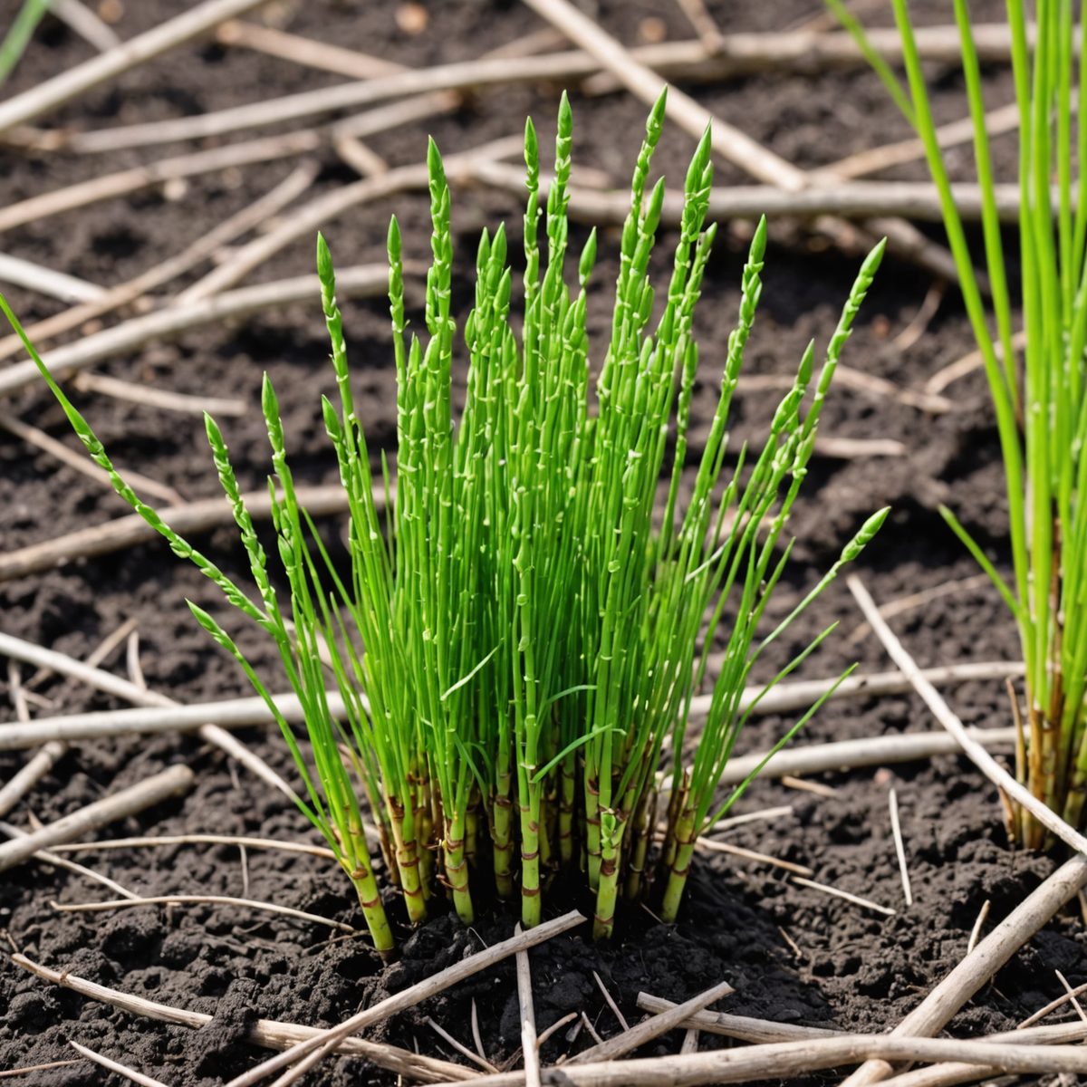 New horsetail shoots emerging