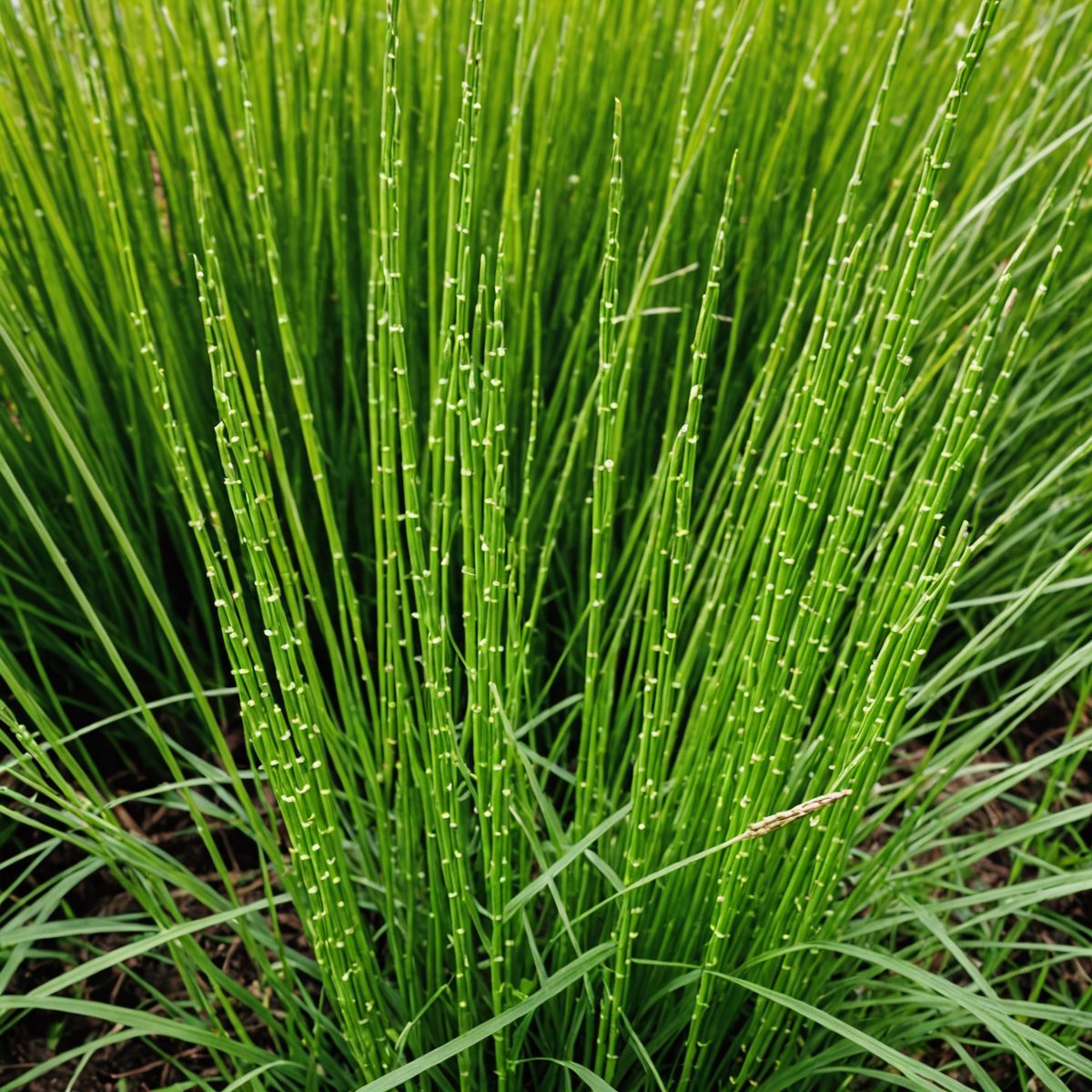 Horsetail prehistoric stems in garden