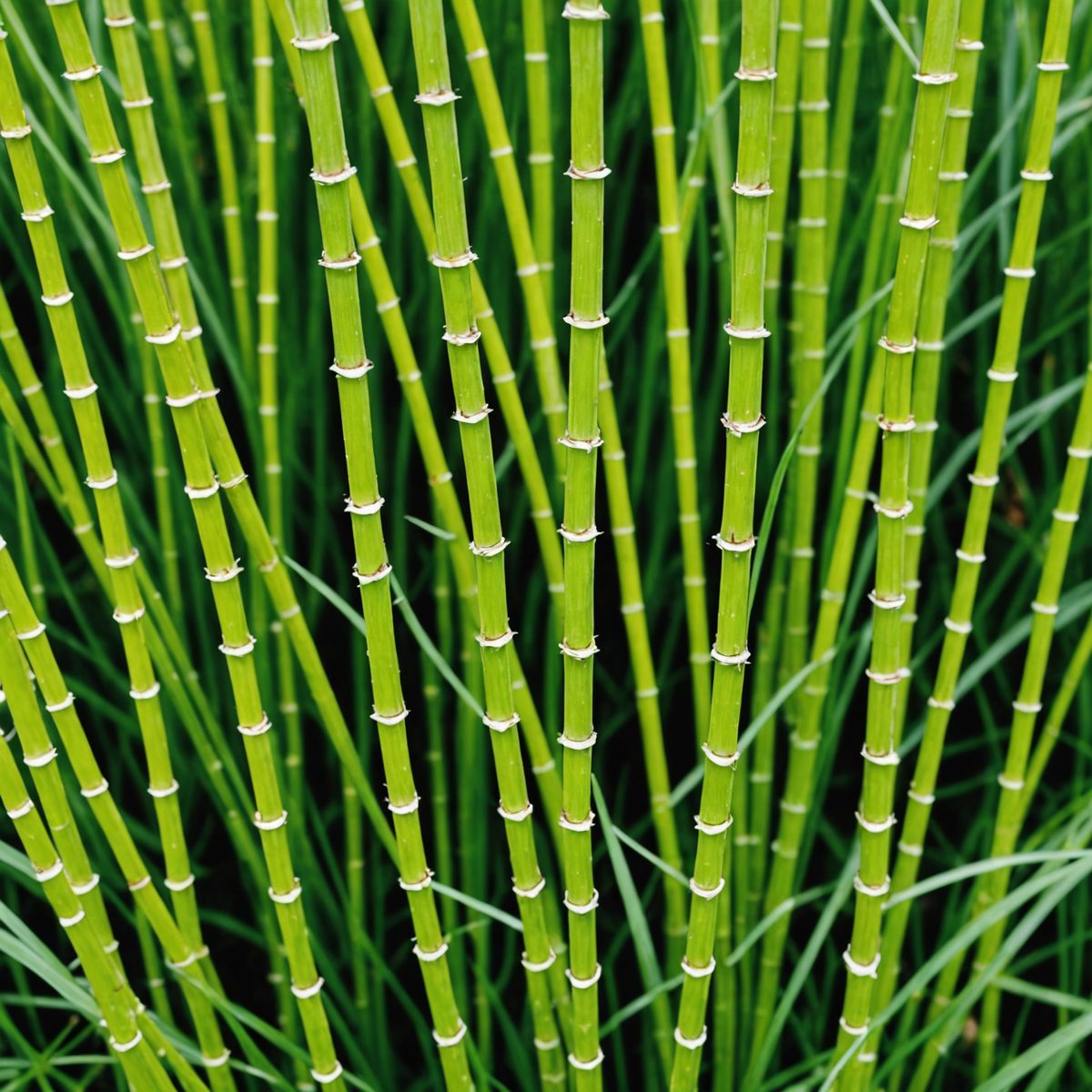 Horsetail waxy stems close-up