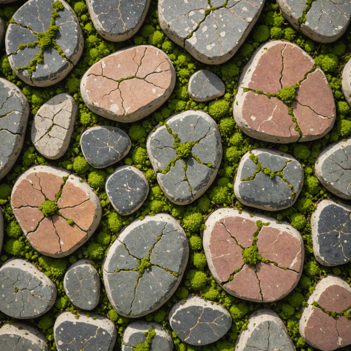 Close up of Indian sandstone pores with moss growth