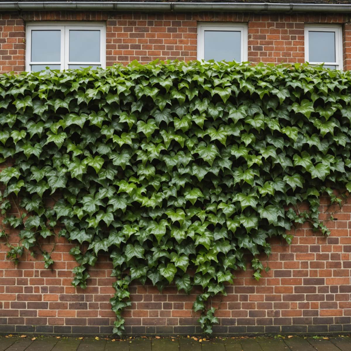 Ivy covering a brick wall on a UK house