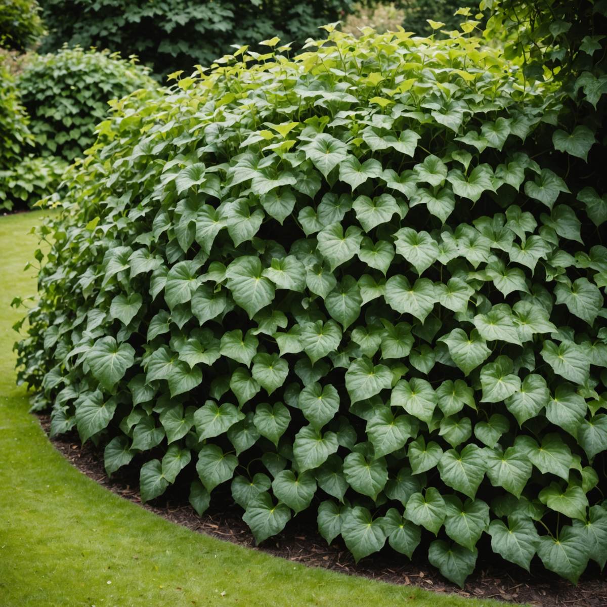 Ivy spreading as ground cover across a garden