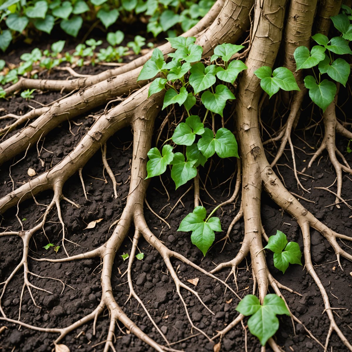 Ivy root system underground