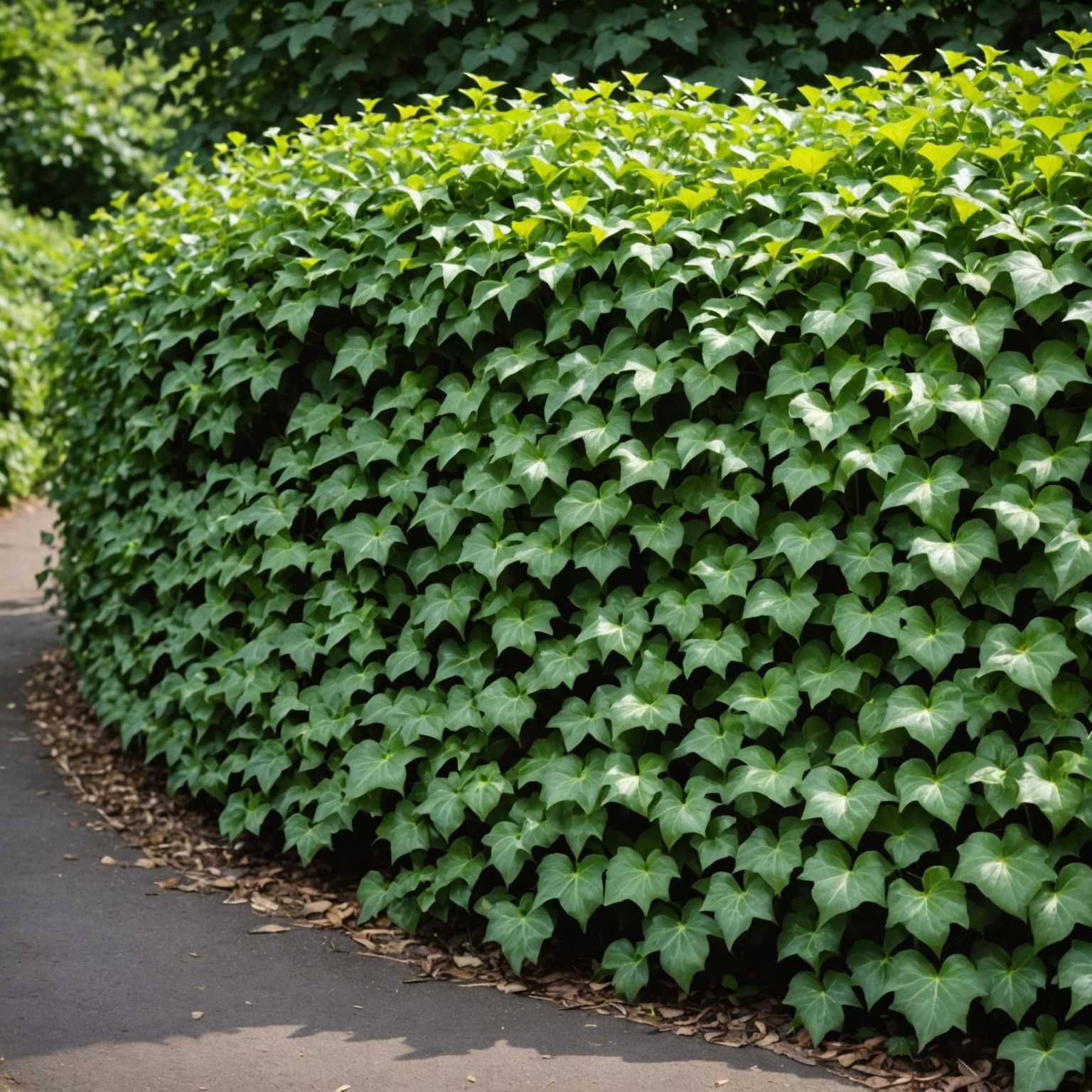 Ivy spreading under hedge