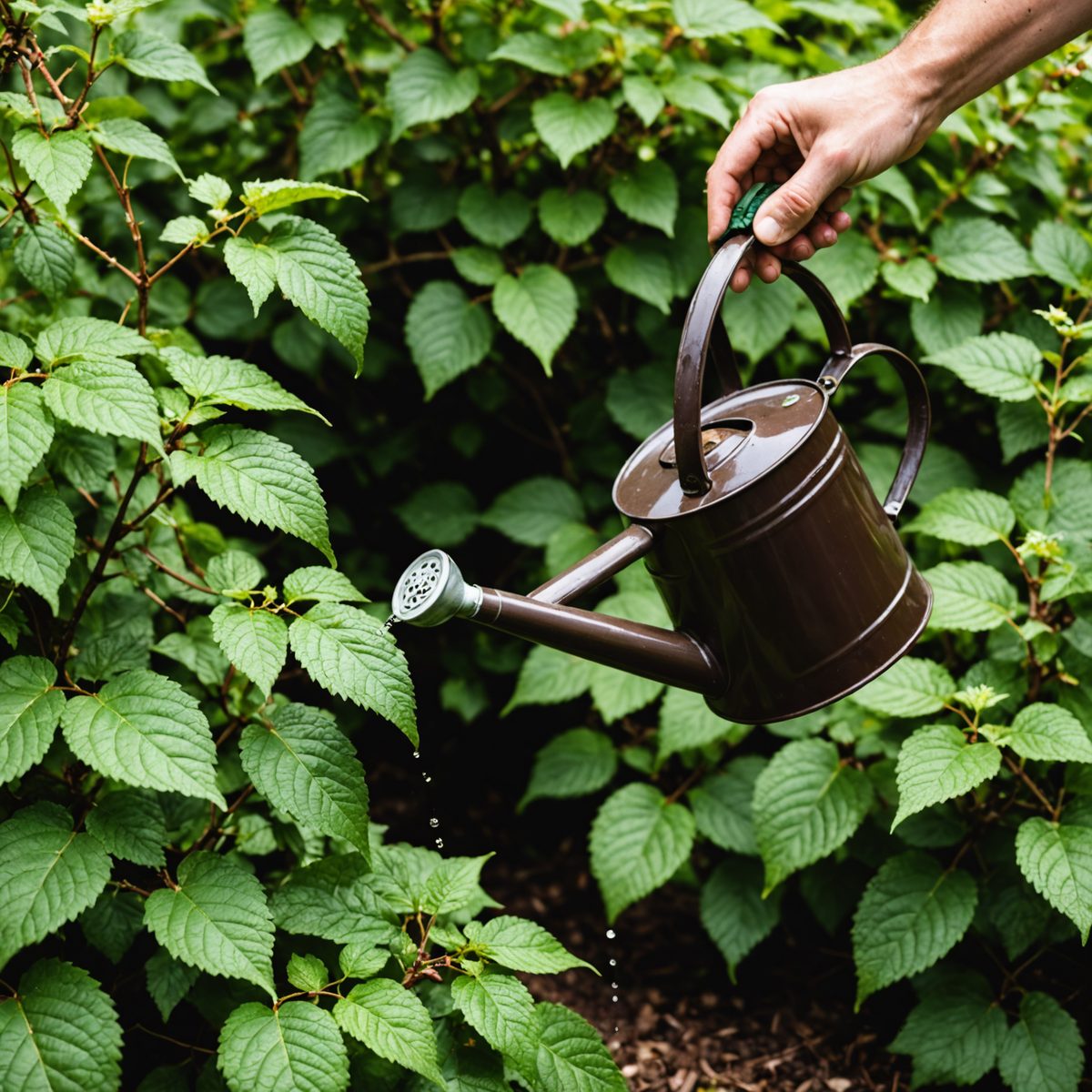 Applying Jeyes Fluid to brambles