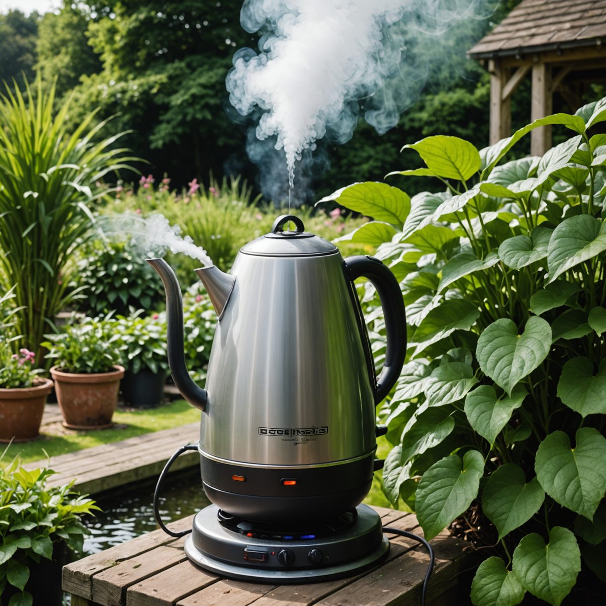Pouring boiling water on dock