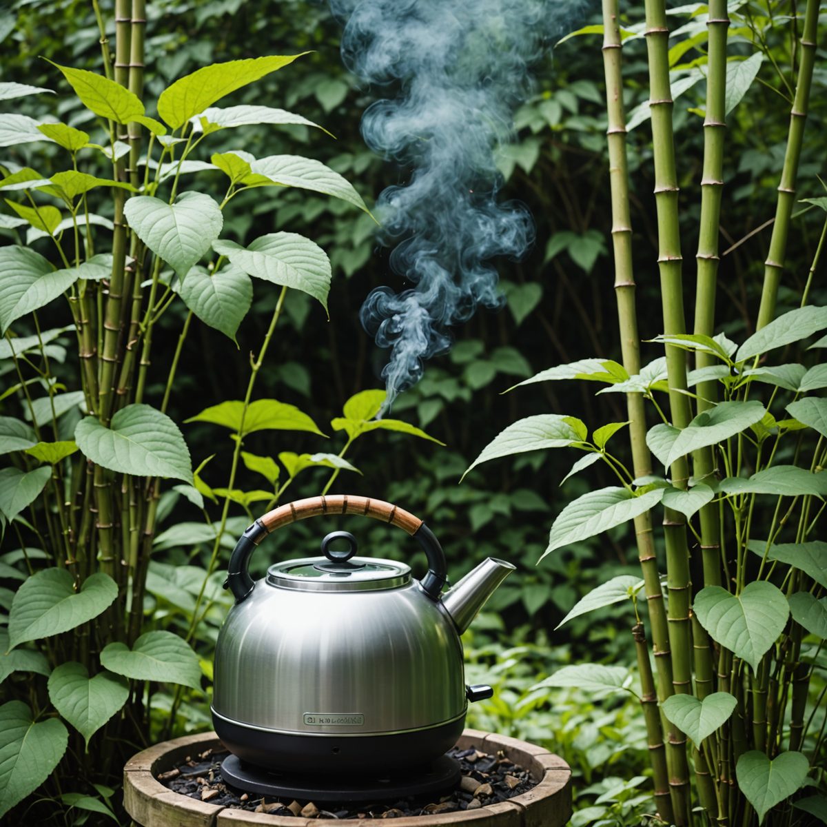 Pouring boiling water on knotweed stems