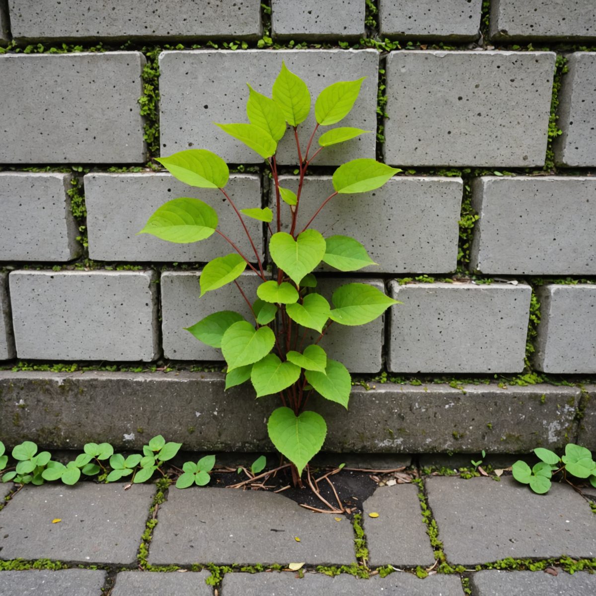 Knotweed damage to concrete wall