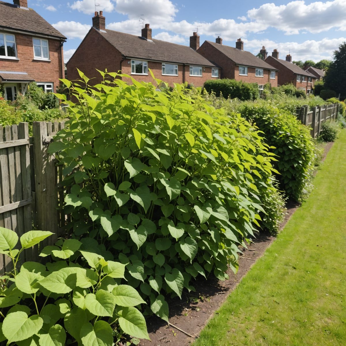 Japanese knotweed at house boundary