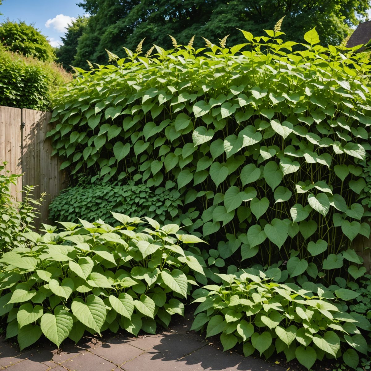 Massive knotweed stand in garden